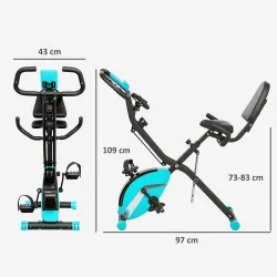 Bicicleta Estática Plegable Silenciosa con Resistencia Magnética Monitor LCD y Bandas para Brazos 43x97x109 cm V... - Ogal.Es