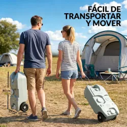 Tanque de Agua Portátil 40 L con Ruedas Manija Metálica y Grifo para Caravanas Autocaravanas y Camping 37x23x80 ... - Ogal.Es