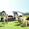 Tienda de Campaña Familiar para 4 Personas Impermeable con Dormitorios Independientes 435x251x195 cm Gris y Blanco - Ogal.Es