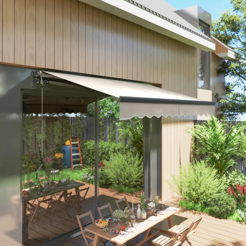Toldo Eléctrico Retráctil con Manivela Inclinación Ajustable y Protección UV para Jardín Terraza 296x250 cm Crema - Ogal.Es