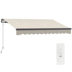 Toldo Eléctrico Retráctil con Manivela Inclinación Ajustable y Protección UV para Jardín Terraza 296x250 cm Crema - Ogal.Es