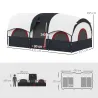Tienda de Campaña Familiar para 4 Personas Impermeable con Dormitorios Independientes 435x251x195 cm Gris y Blanco - Ogal.Es