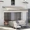Toldo Eléctrico Retráctil con Manivela Inclinación Ajustable y Protección UV para Jardín Terraza 296x250 cm Crema - Ogal.Es