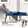 Tumbona Plegable con Respaldo Ajustable Reposacabezas Bolsillo Lateral Bandeja y Estructura de Acero 190x60x31 c... - Ogal.Es