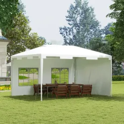Carpa de Jardín 395x295x255 cm Cenador Desmontable Exterior con 2 Laterales 2 Ventanas Anti-UV para Terraza Pati... - Ogal.Es