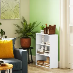 Estantería con 2 Ajustables y Sistema Antivuelco para Oficina Salón o Dormitorio 60x24x80 cm Blanco - Ogal.Es