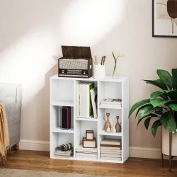 Estantería de Almacenaje con 8 Compartimentos Diseño Vertical u Horizontal para Libros Decoración 74,3x24x80 cm ... - Ogal.Es