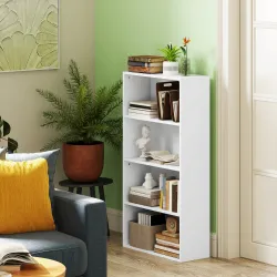 Estantería con 2 Ajustables y Sistema Antivuelco para Oficina Salón o Dormitorio 60x24x115,5 cm Blanco - Ogal.Es
