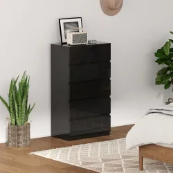 Cómoda con 5 Cajones Cajonera de Estilo Moderno para Dormitorio Entrada Salón 55x34x100 cm Negro - Ogal.Es