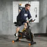 Bicicleta Estática con Volante de 8 kg Pantalla LCD Pulsómetro Sillín y Manillar Ajustables 103x48x115 cm Naranja - Ogal.Es