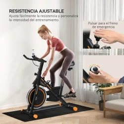 Bicicleta Estática con Volante de 8 kg Pantalla LCD Pulsómetro Sillín y Manillar Ajustables 103x48x115 cm Naranja - Ogal.Es