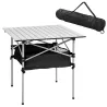Mesa de Camping Plegable con Almacenaje de Malla y Bolsa de Transporte para Exterior Jardín y Picnic 70x70x69 cm... - Ogal.Es
