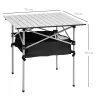 Mesa de Camping Plegable con Almacenaje de Malla y Bolsa de Transporte para Exterior Jardín y Picnic 70x70x69 cm... - Ogal.Es