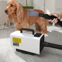 Secador para Perros de 2200W con Pantalla Digital Velocidad y Temperatura Ajustables 3 Boquillas Blanco - Ogal.Es