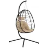 Silla Colgante Huevo con Soporte con Cesta Plegable Cojín y Reposacabezas para Interior y Exterior Carga 120 kg ... - Ogal.Es