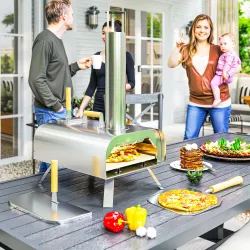 Mini Horno de Leña para Pizza con Piedra Refractaria Pala y Patas Plegables para Camping y Exterior 79x36x75 cm ... - Ogal.Es