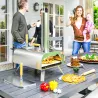 Mini Horno de Leña para Pizza con Piedra Refractaria Pala y Patas Plegables para Camping y Exterior 79x36x75 cm ... - Ogal.Es