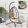 Silla Colgante Huevo con Soporte con Cesta Plegable Cojín y Reposacabezas para Interior y Exterior Carga 120 kg ... - Ogal.Es