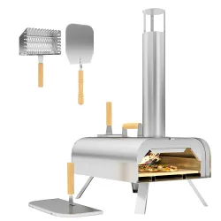 Mini Horno de Leña para Pizza con Piedra Refractaria Pala y Patas Plegables para Camping y Exterior 79x36x75 cm ... - Ogal.Es
