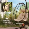 Silla Colgante Huevo con Soporte con Cesta Plegable Cojín y Reposacabezas para Interior y Exterior Carga 120 kg ... - Ogal.Es