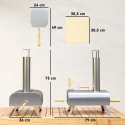 Mini Horno de Leña para Pizza con Piedra Refractaria Pala y Patas Plegables para Camping y Exterior 79x36x75 cm ... - Ogal.Es