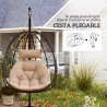 Silla Colgante Huevo con Soporte con Cesta Plegable Cojín y Reposacabezas para Interior y Exterior Carga 120 kg ... - Ogal.Es
