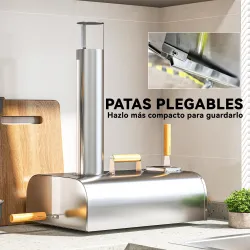 Mini Horno de Leña para Pizza con Piedra Refractaria Pala y Patas Plegables para Camping y Exterior 79x36x75 cm ... - Ogal.Es