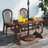 Mesa de Jardín de Madera de Abeto con Patas en Forma de Rueda Orificio para Sombrilla 120x63x70 cm Acabado Carbo... - Ogal.Es