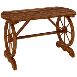 Mesa de Jardín de Madera de Abeto con Patas en Forma de Rueda Orificio para Sombrilla 120x63x70 cm Acabado Carbo... - Ogal.Es