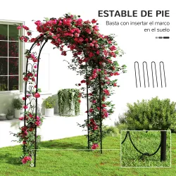 Arco de Jardín de Acero para Rosas y Plantas Trepadoras Arco de Boda para Plantas y Decoraciones 125x37x230 cm N... - Ogal.Es