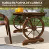 Mesa de Jardín de Madera de Abeto con Patas en Forma de Rueda Orificio para Sombrilla 120x63x70 cm Acabado Carbo... - Ogal.Es