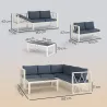 Conjunto de Jardín Exterior con 2 Sofás de 2 Plazas con Asiento Ajustable Sofá de Esquina y Mesa de Centro Beige... - Ogal.Es