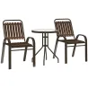 Conjunto de Jardín Exterior de 3 Piezas con 2 Sillas Apilables y Mesa Redonda de Vidrio Templado para Balcón Ter... - Ogal.Es