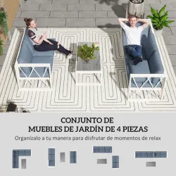 Conjunto de Jardín Exterior con 2 Sofás de 2 Plazas con Asiento Ajustable Sofá de Esquina y Mesa de Centro Beige... - Ogal.Es