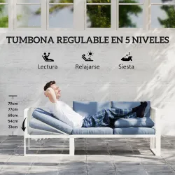Conjunto de Jardín Exterior con 2 Sofás de 2 Plazas con Asiento Ajustable Sofá de Esquina y Mesa de Centro Beige... - Ogal.Es