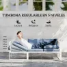 Conjunto de Jardín Exterior con 2 Sofás de 2 Plazas con Asiento Ajustable Sofá de Esquina y Mesa de Centro Beige... - Ogal.Es