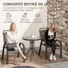 Conjunto de Jardín Exterior de 3 Piezas con 2 Sillas Apilables y Mesa Redonda de Vidrio Templado para Balcón Ter... - Ogal.Es