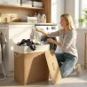 Cesto de Ropa Sucia de Bambú con 2 Compartimentos Asas para Facilitar el Uso y Bolsas Desmontables Lavables 52x3... - Ogal.Es