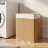 Cesto de Ropa Sucia de Bambú con 2 Compartimentos Asas para Facilitar el Uso y Bolsas Desmontables Lavables 52x3... - Ogal.Es