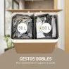 Cesto de Ropa Sucia de Bambú con 2 Compartimentos Asas para Facilitar el Uso y Bolsas Desmontables Lavables 52x3... - Ogal.Es