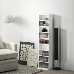 Estantería para CDs y DVDs con Estantes Ajustables Diseño Estrecho y Sistema Antivuelco para 260 CDs 33x24x140 c... - Ogal.Es