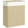 Cesto de Ropa Sucia de Bambú con 2 Compartimentos Asas para Facilitar el Uso y Bolsas Desmontables Lavables 52x3... - Ogal.Es