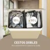 Cesto de Ropa Sucia de Bambú con 2 Compartimentos Asas para Facilitar el Uso y Bolsas Desmontables Lavables 52x3... - Ogal.Es