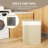 Cesto de Ropa Sucia de Bambú con 2 Compartimentos Asas para Facilitar el Uso y Bolsas Desmontables Lavables 52x3... - Ogal.Es
