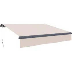 Toldo Manual Retráctil para Jardín con Manivela Protección UV Estructura de Metal y Aluminio 295x200 cm Crema - Ogal.Es