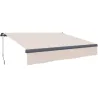 Toldo Manual Retráctil para Jardín con Manivela Protección UV Estructura de Metal y Aluminio 295x200 cm Crema - Ogal.Es