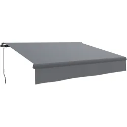 Toldo Manual Retráctil para Jardín con Manivela Protección UV Estructura de Metal y Aluminio 295x200 cm Gris - Ogal.Es