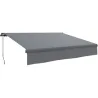Toldo Manual Retráctil para Jardín con Manivela Protección UV Estructura de Metal y Aluminio 295x200 cm Gris - Ogal.Es