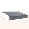 Toldo Manual Retráctil para Jardín con Manivela Protección UV Estructura de Metal y Aluminio 295x200 cm Gris - Ogal.Es