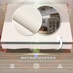 Toldo Manual Retráctil para Jardín con Manivela Protección UV Estructura de Metal y Aluminio 295x200 cm Crema - Ogal.Es